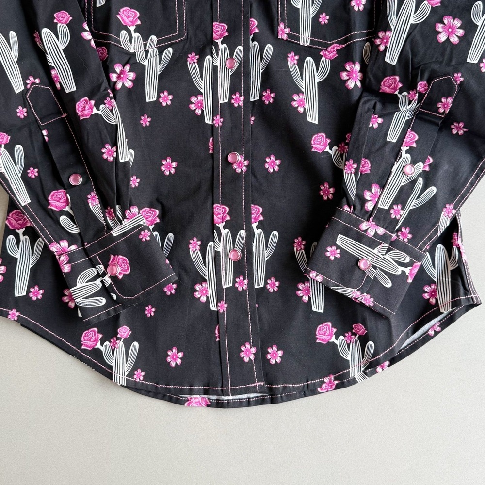 Cowgirl Hardware Girls Small 6 Desert Rose Western Snap Shirt Cactus Floral NWT - Picture 4 of 10